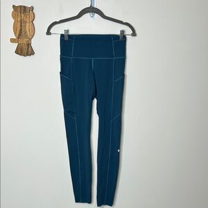 Lululemon Fast and Free High Rise Tight teal leggings